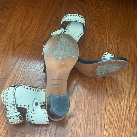 Isabel Marant Beige and Gold Studded Sandals - Picture 3 of 3